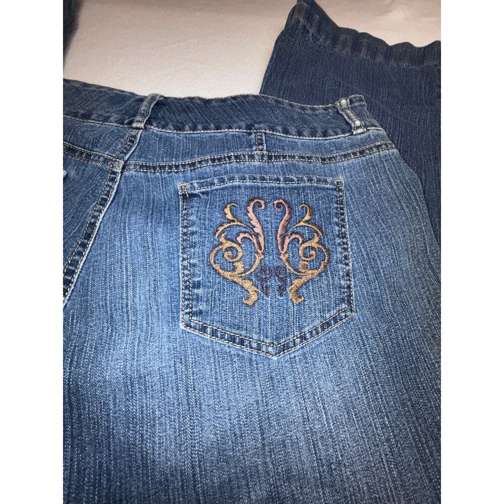 Gloria Vanderbilt Women's Blue Size 16 Straight Leg Stretch Embroidered Pants - Picture 9 of 10
